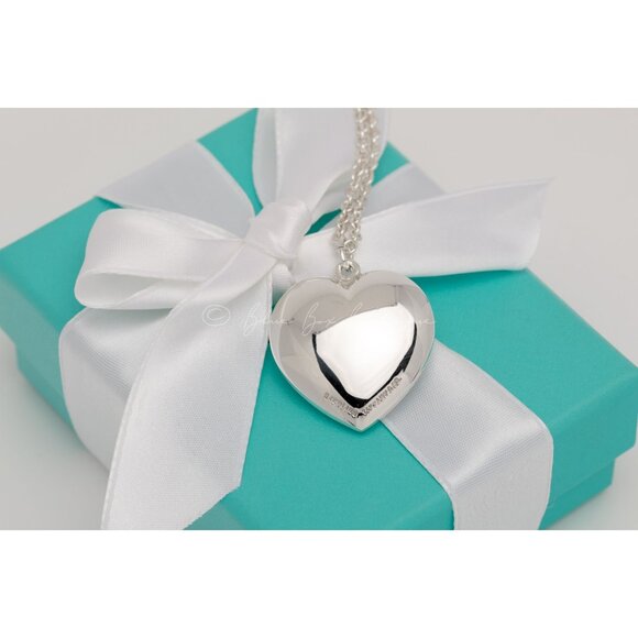 Rare Tiffany & Co. Vintage Puffy Heart Necklace XL 30mm Pendant Silver on a 16" - Picture 4 of 8